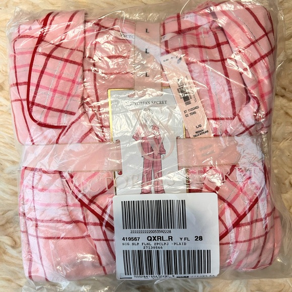 NWT!! Victoria’s Secret Flannel set, Cotton/Modal, Pink Plaid, Large regular. - Picture 3 of 5